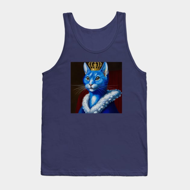 Royal Blue Cat Wearing Crown Tank Top by Star Scrunch